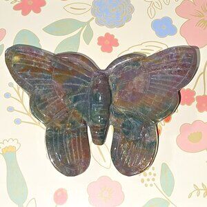 Ocean Jasper Rainbow Crystal Butterfly Table Top Desk Decoration Transformation